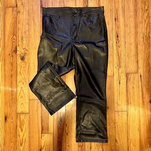 Ann Taylor faux leather cropped flair pants, high waist